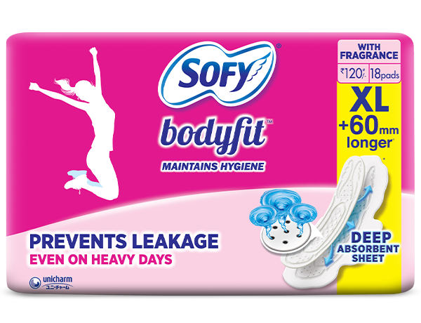 Sofy Bodyfit Extra Long 18 Pads for Leakage your Heavy Days - Sofy India