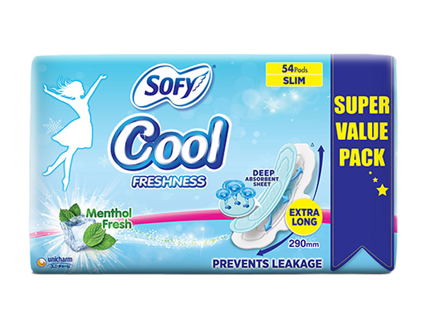Sofy Cool Extra Long Sanitary Pads 54 Pieces Online - Sofy India